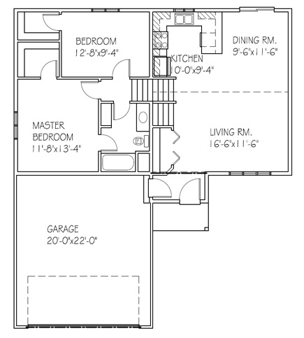 The Basswood I: 2 bed, 1 bath floor plan
