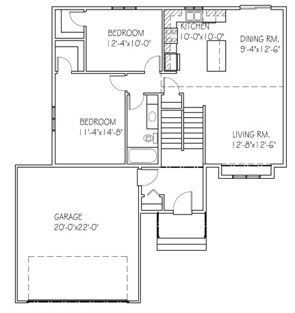 The Beechwood II: 2 bed, 1 bath floor plan