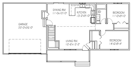 The Briarwood: 2 bed, 1bath floor plan