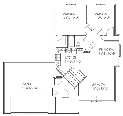 The Cherrywood II: 2 bed, 1 bath floor plan