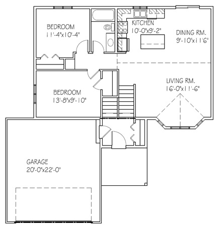 The Elmwood: 2 bed, 1 bath floor plan